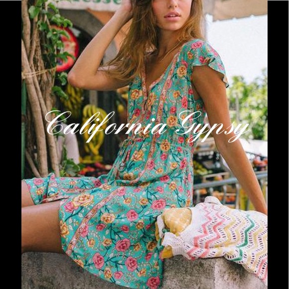 Boho Gypsy Rose Floral Mini Dress - Picture 3 of 11